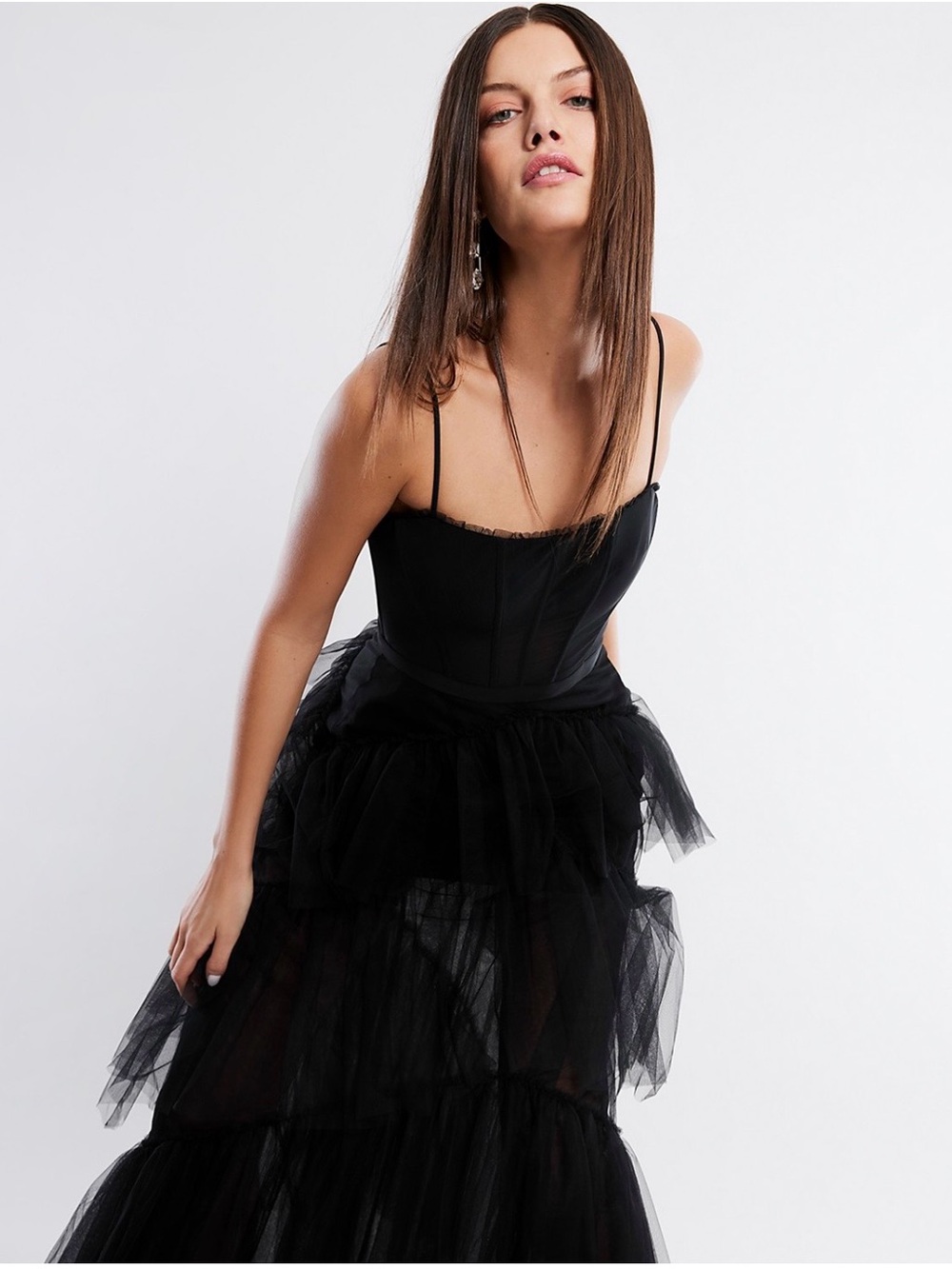 BCBGMaxAzria Black Tiered Oly Gown Dress - Picture 3 of 12